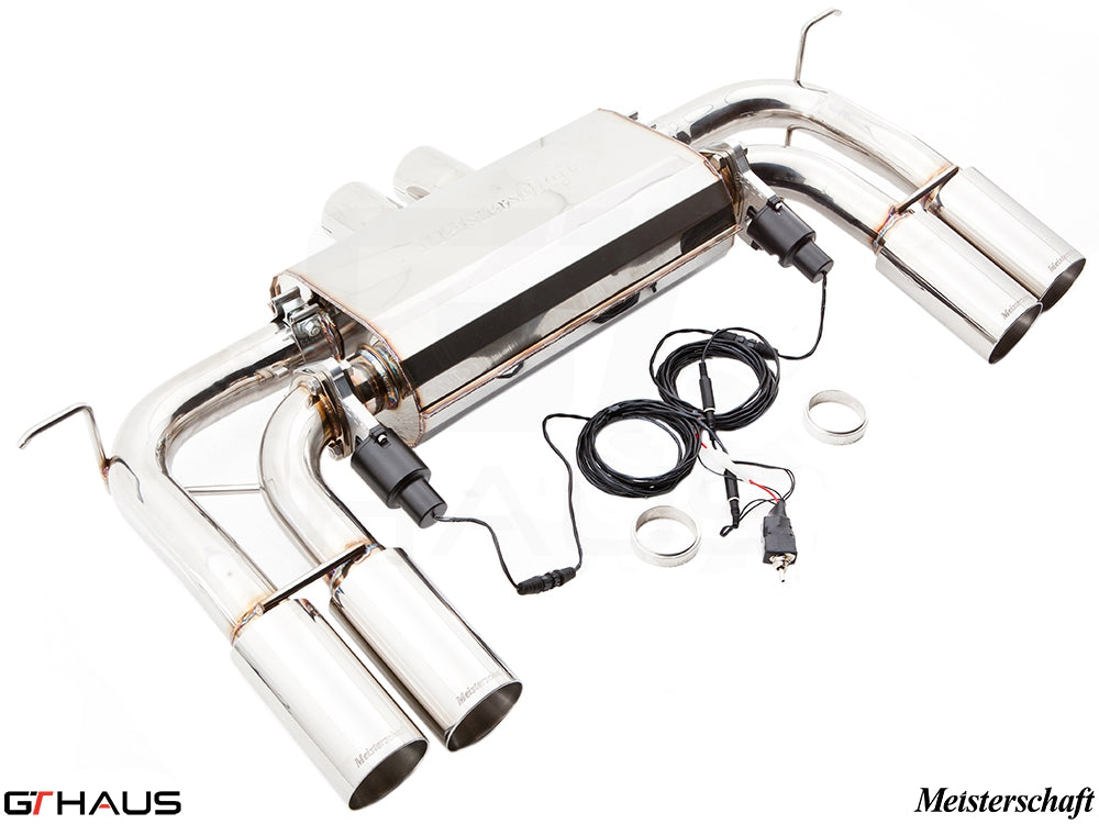 Premium exhaust system for BMW E71 X6M (2008-2014) featuring V8 twin-turbo, stainless steel construction, and electronic valve control.