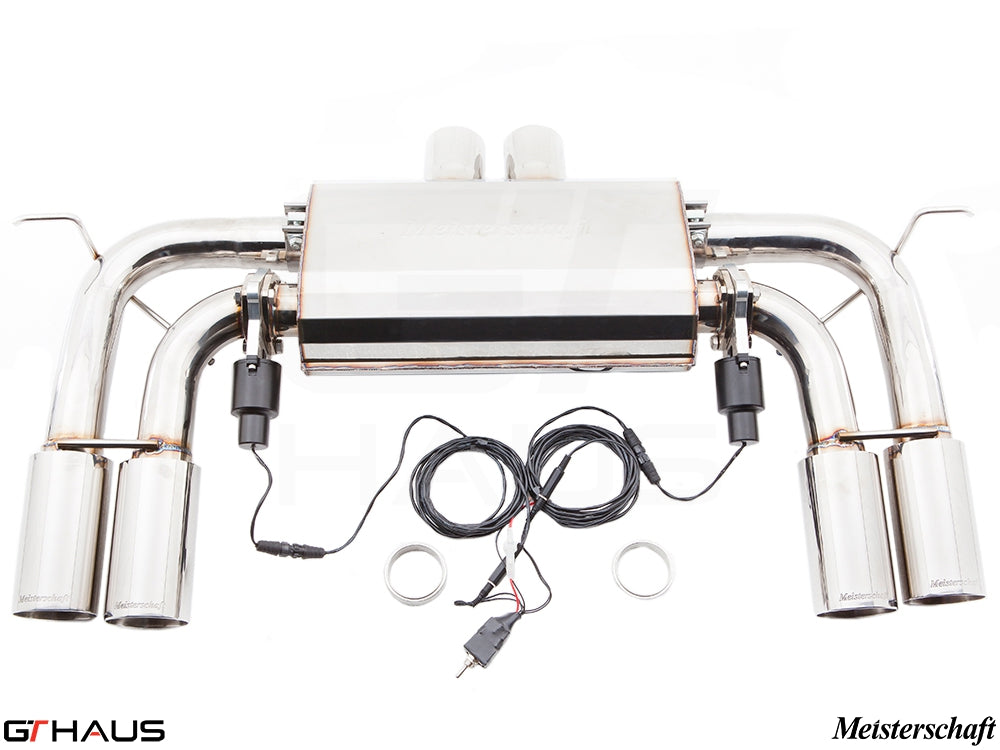 Premium exhaust system for BMW E71 X6M featuring V8 twin-turbo, with electronic valve control and stainless steel finish.