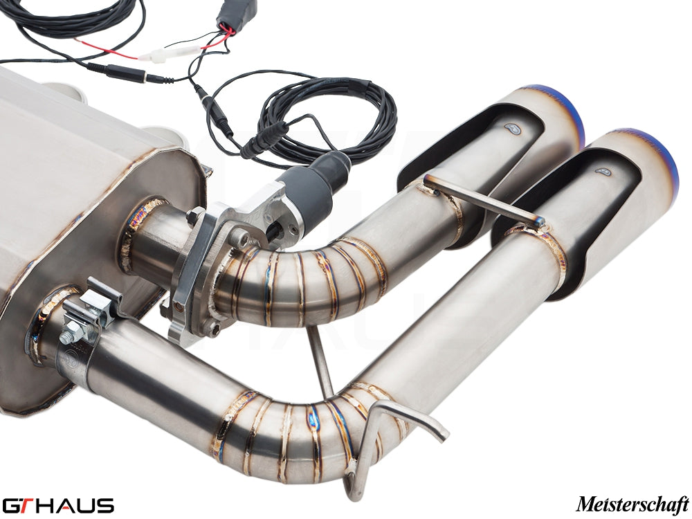 Premium exhaust system for BMW E71 X6M featuring V8 twin-turbo, with stainless steel construction and electronic valve control.