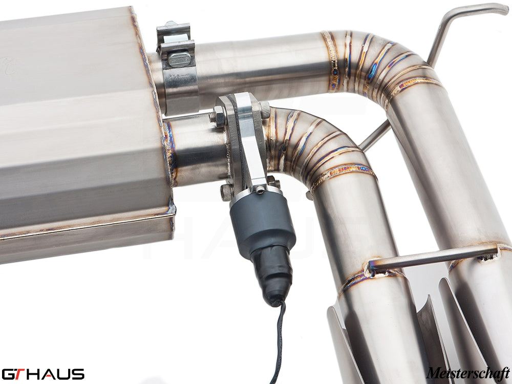 Premium exhaust system for BMW E71 X6 SAV Sport X6M featuring V8 twin-turbo, showcasing high-quality stainless steel construction.