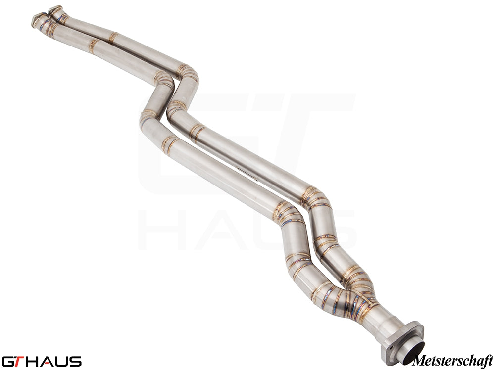 Premium stainless steel section 1 pipes for BMW E82/88 1 Series 2008-2013, designed without a resonator for enhanced performance.
