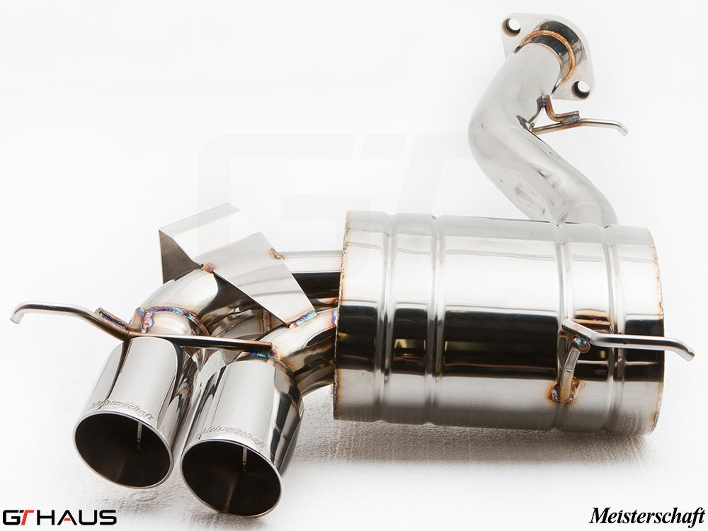 Premium exhaust system for BMW E82/88 1 Series 135i, featuring stainless steel construction and dual tips.