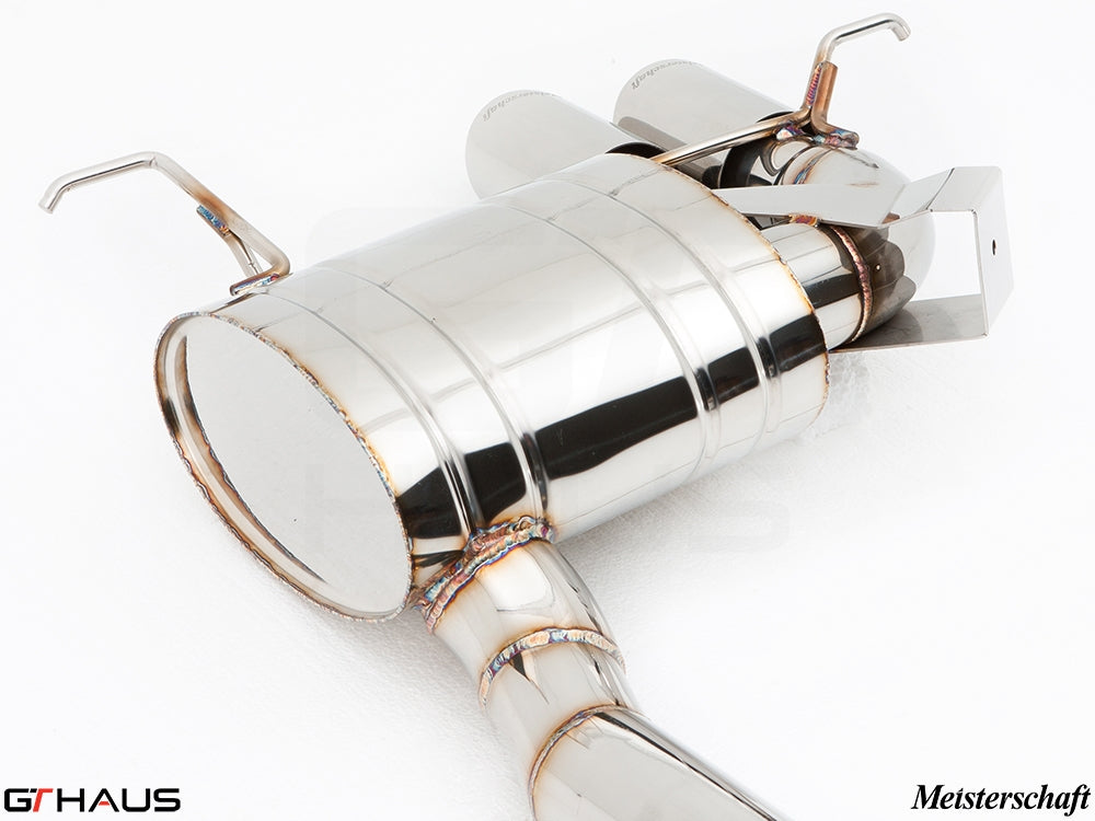 Premium stainless steel exhaust system for BMW E82/88 1 Series 135i, featuring Meisterschaft craftsmanship.