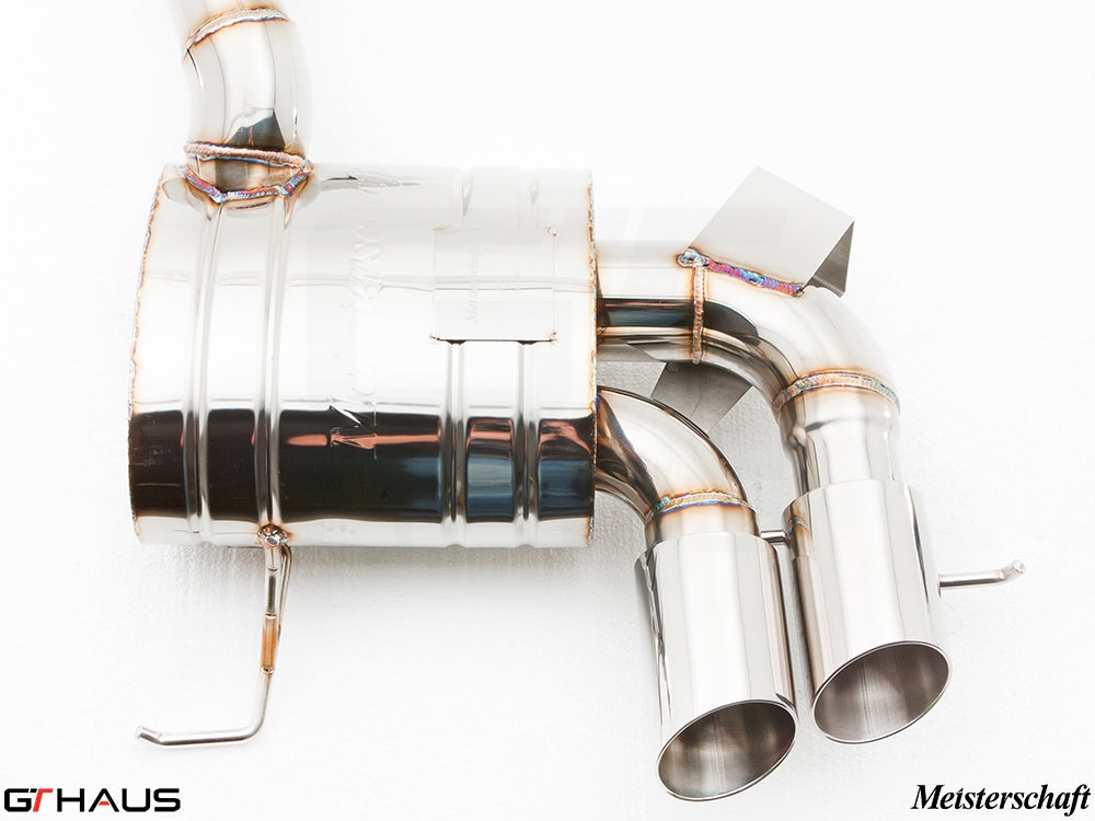 Premium stainless steel exhaust system for BMW E82/88 135i, featuring dual tips and precision craftsmanship.