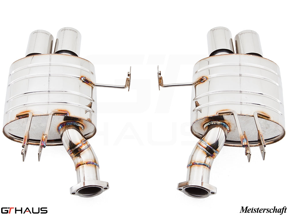 Premium exhaust system for BMW E85/86 Z4M (S54) featuring polished stainless steel construction and precision engineering.