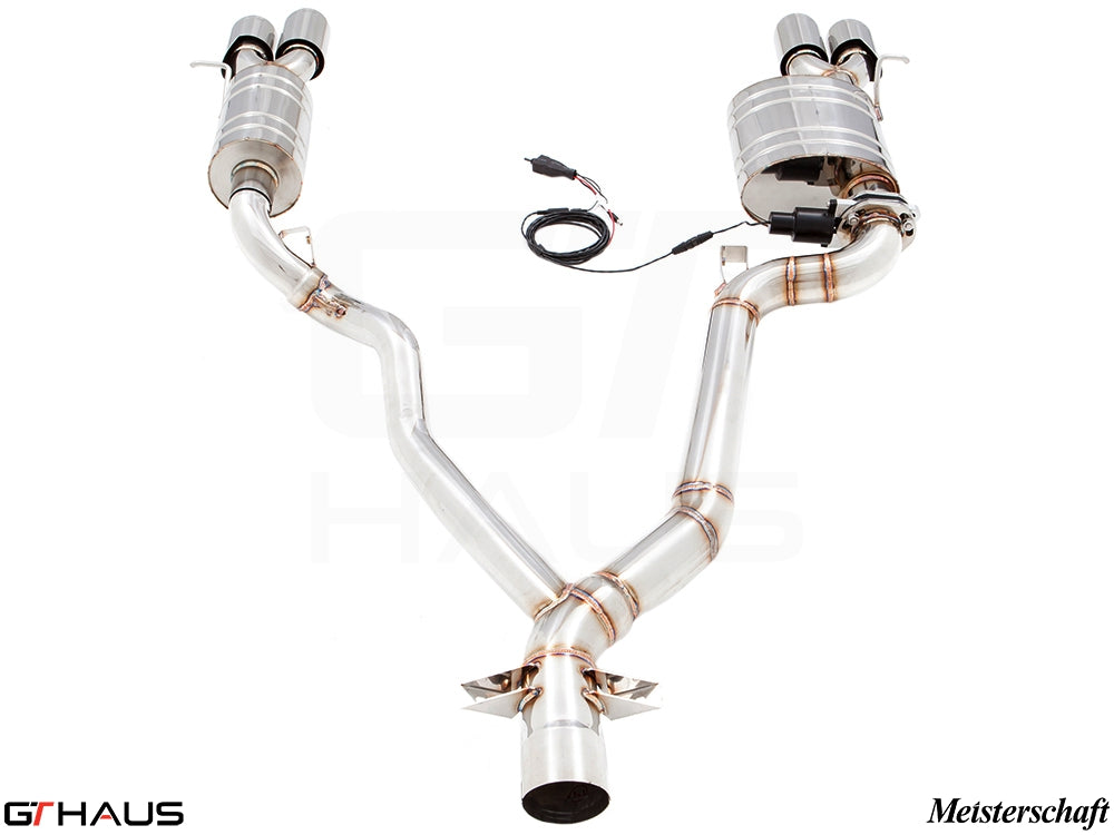 Premium stainless steel exhaust system for BMW E89 Z4 2.0i and 2.3i Roadster, featuring electronic valve control.
