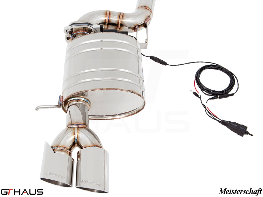 Premium exhaust system for BMW E89 Z4 2.0i and 2.3i Roadster featuring dual tips and electronic valve control.