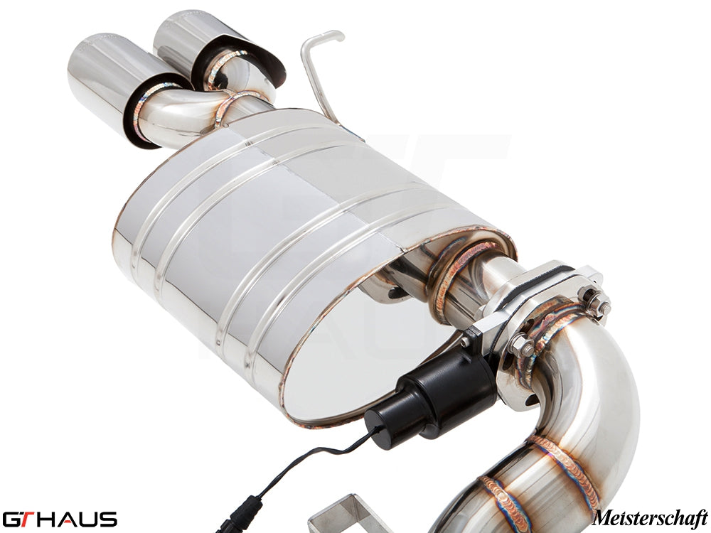 Premium performance exhaust system for BMW E89 Z4 2.0i and 2.3i Roadster, featuring stainless steel construction and electronic valve control.