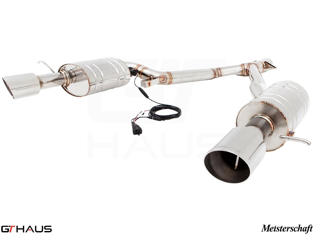 Premium Meisterschaft exhaust system for BMW E89 Z4 3.5i/is, featuring stainless steel construction and electronic valve control.
