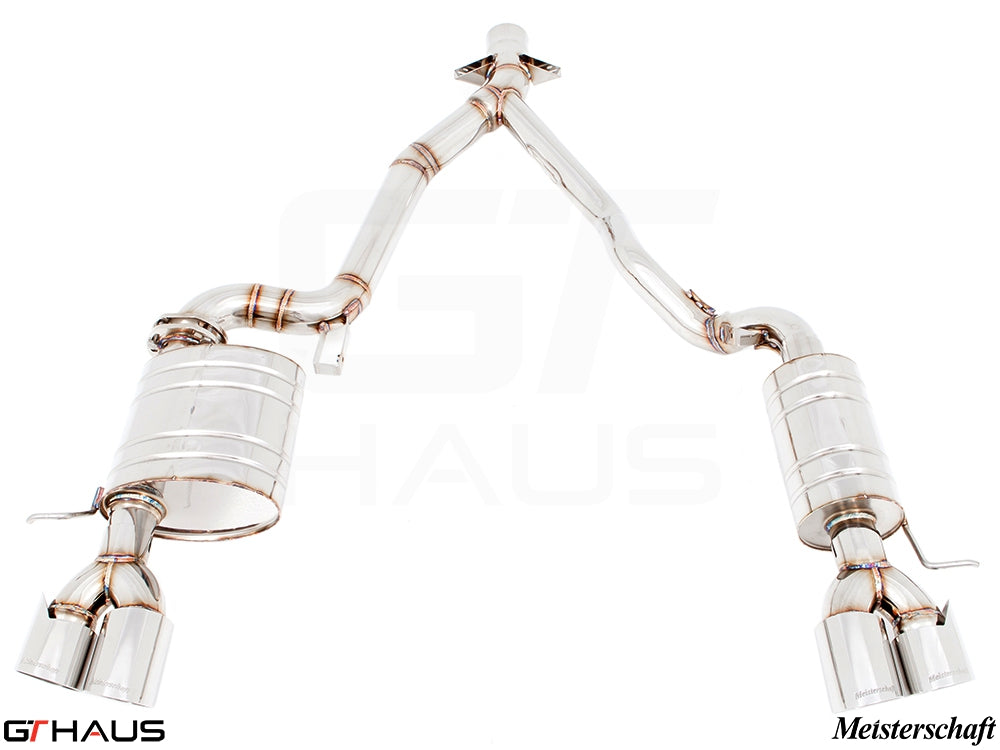 Premium Meisterschaft exhaust system for BMW E89 Z4 3.5i/is, featuring stainless steel construction and dual tips.