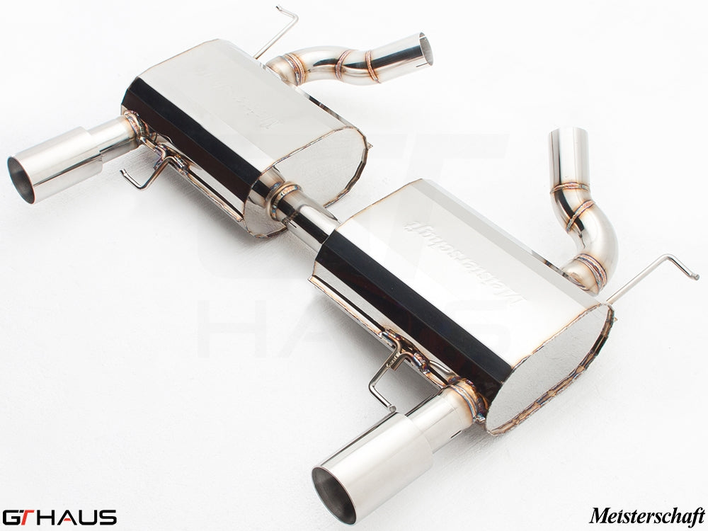 Premium performance exhaust system for BMW E90/91/92/93 335i/xi models, featuring stainless steel construction and sleek design.