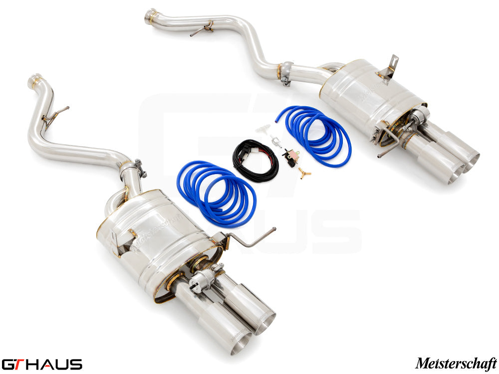 Premium exhaust system for BMW E90/92/93 M3 4.0L V8, featuring stainless steel construction and electronic valve control.