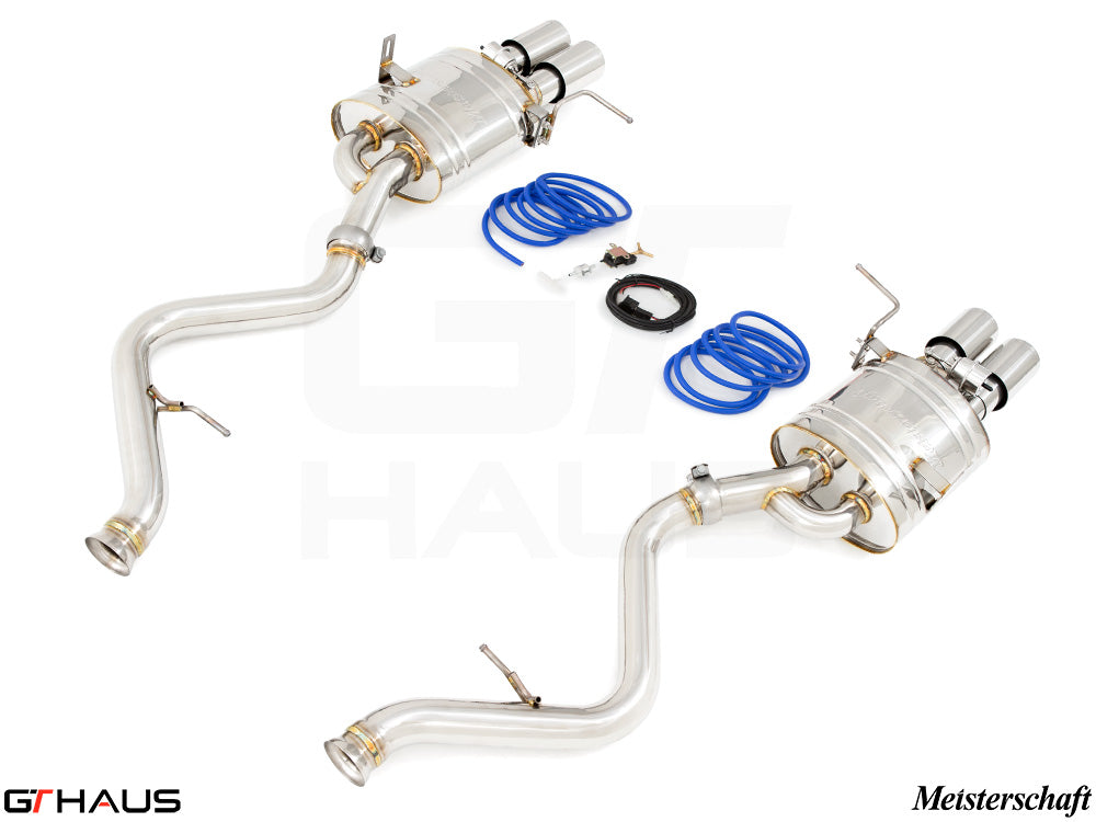 Premium exhaust system for BMW E90/92/93 M3 4.0L V8, featuring stainless steel construction and electronic valve control.