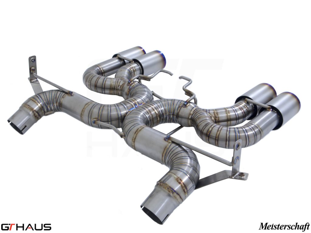 Premium performance exhaust system for BMW E90/92/93 M3 4.0L V8, featuring stainless steel construction and precision design.