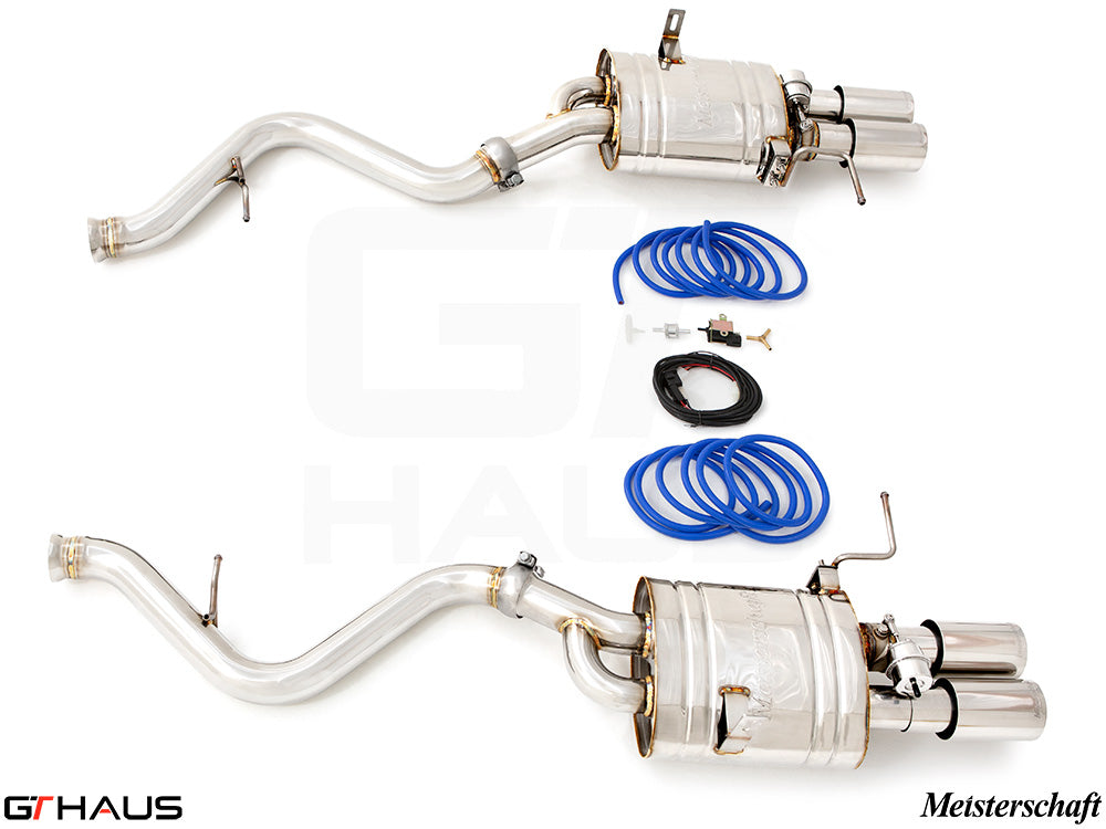 Premium exhaust system for BMW E90/92/93 M3 4.0L V8, featuring stainless steel construction and electronic valve control.