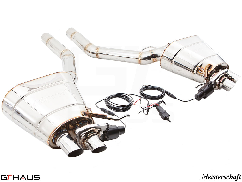 Premium exhaust system for BMW F01/F02 7 Series 750i/Li, featuring bi-turbo V8 compatibility and electronic valve control.