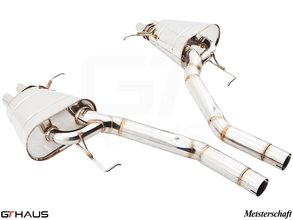 Premium exhaust system for BMW F01/F02 7 Series 760Li Bi-turbo V12, featuring stainless steel construction and performance design.