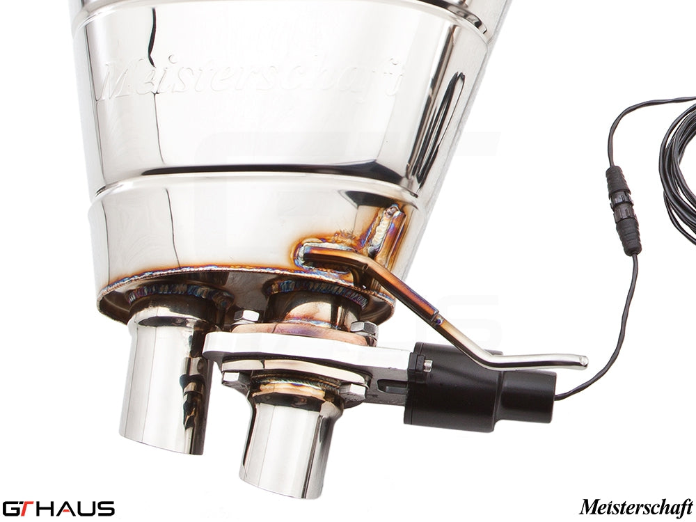 Premium Meisterschaft exhaust for BMW F01/F02 7 Series ALPINA B7, featuring bi-turbo V8 compatibility and electronic valve control.