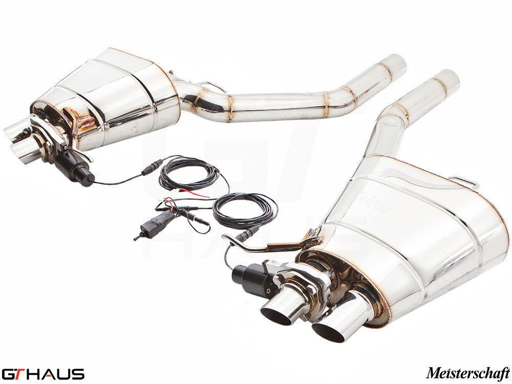Premium exhaust system for BMW F01/F02 7 Series ALPINA B7, featuring bi-turbo V8 compatibility and electronic valve control.