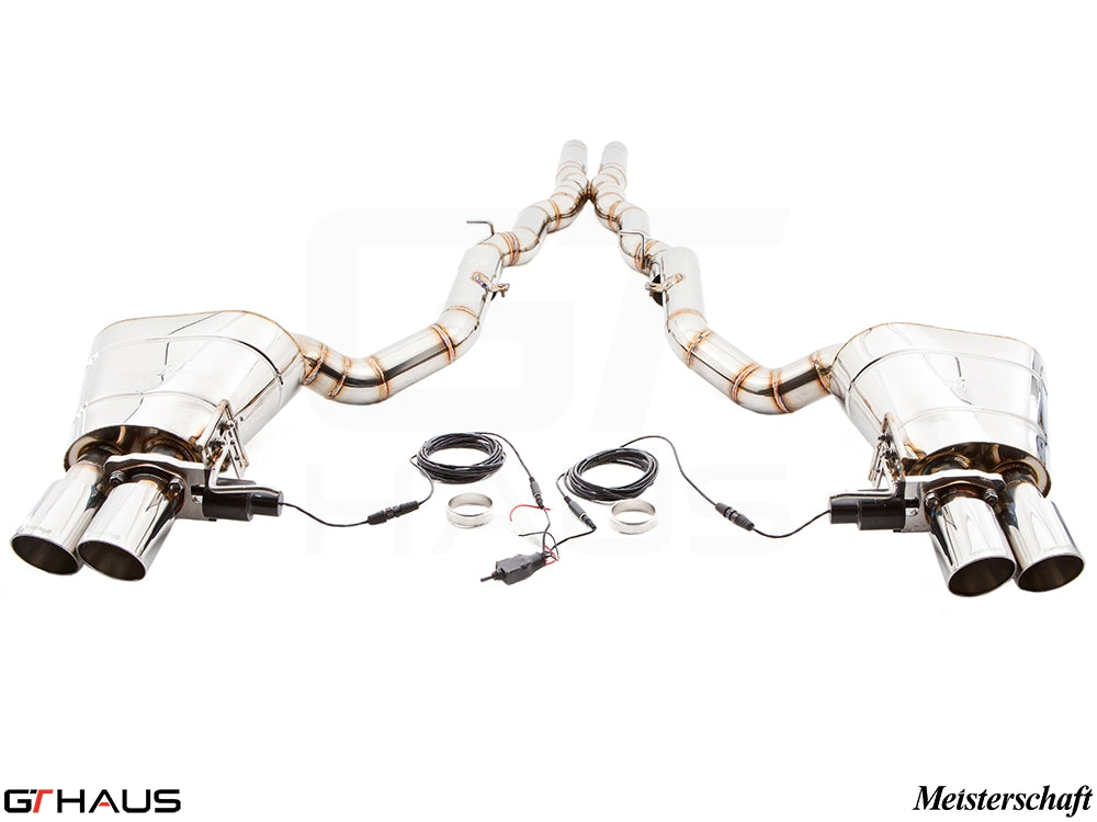 Premium exhaust system for BMW F06 640i Gran Coupe, featuring polished tips and electronic valve control for enhanced performance.