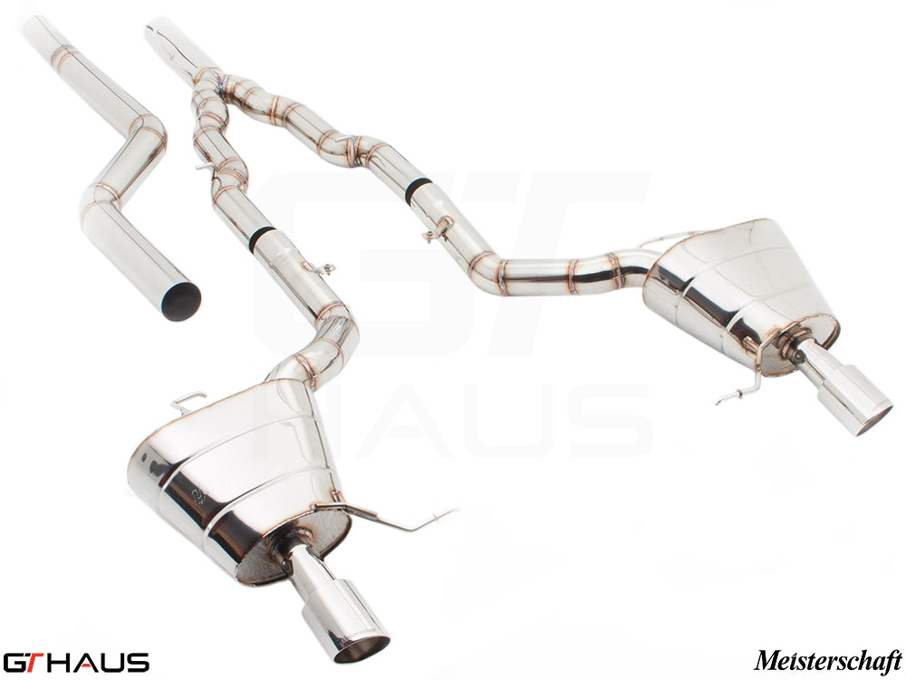 Premium Meisterschaft exhaust system for BMW F06 640i Gran Coupe, featuring polished stainless steel construction.