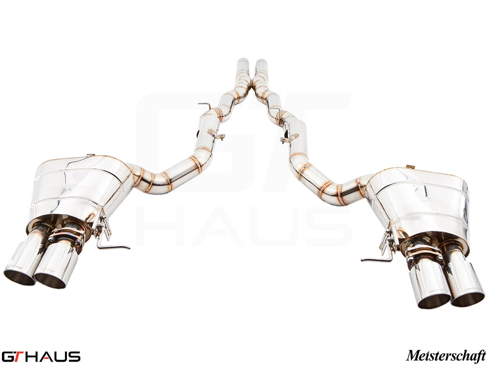 Premium performance exhaust system for BMW F06 640i Gran Coupe, featuring polished stainless steel and dual tips.