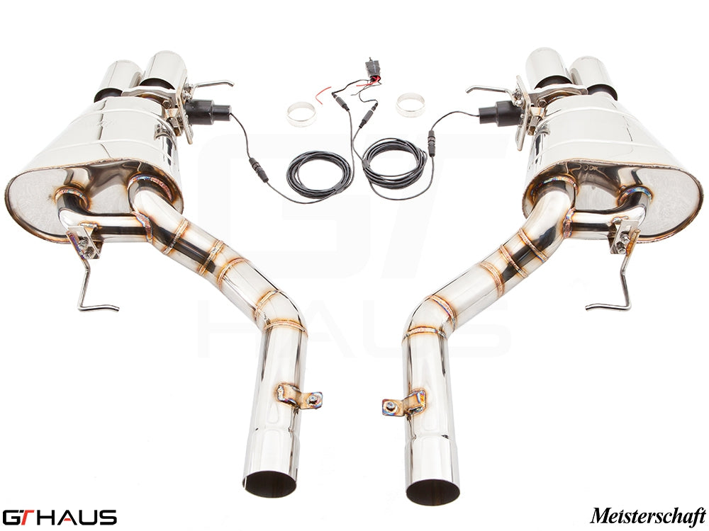 Premium performance exhaust system for BMW F06 6 Series Gran Coupe 650i/xi, featuring stainless steel construction and electronic valve control.