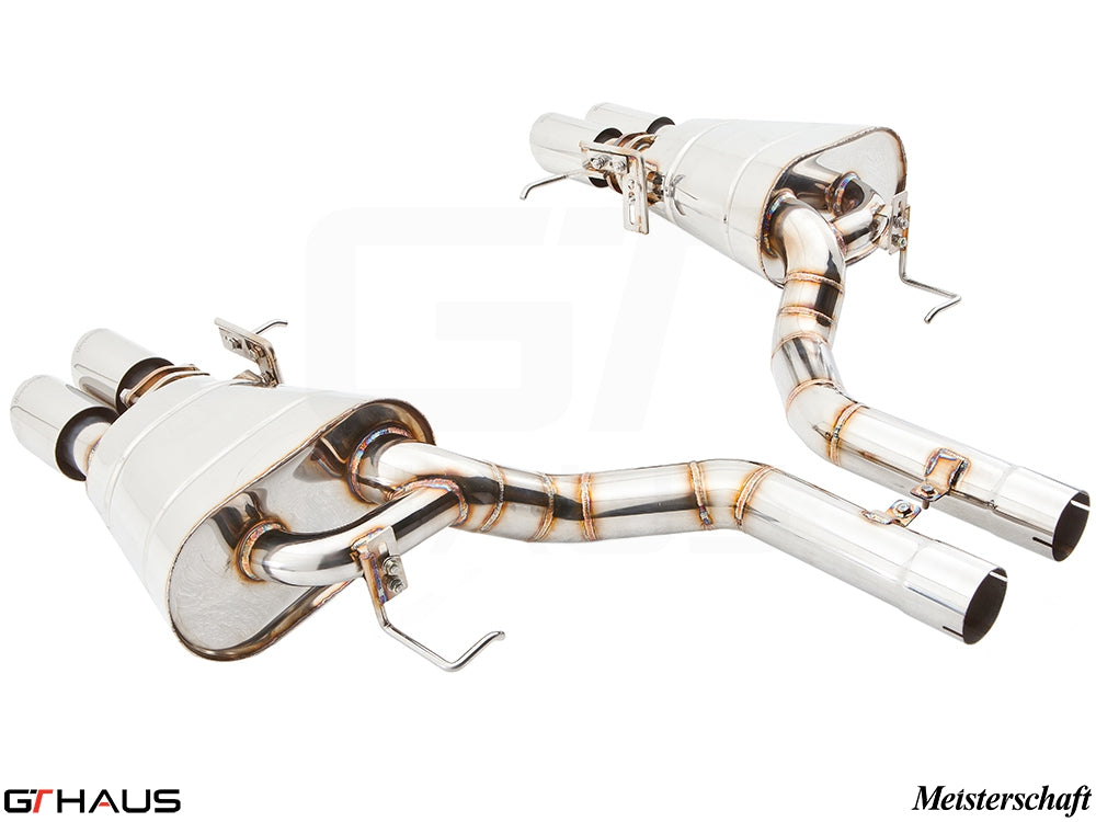 Premium exhaust system for BMW F06 6 Series Gran Coupe 650i/xi, featuring stainless steel construction and dual tips.