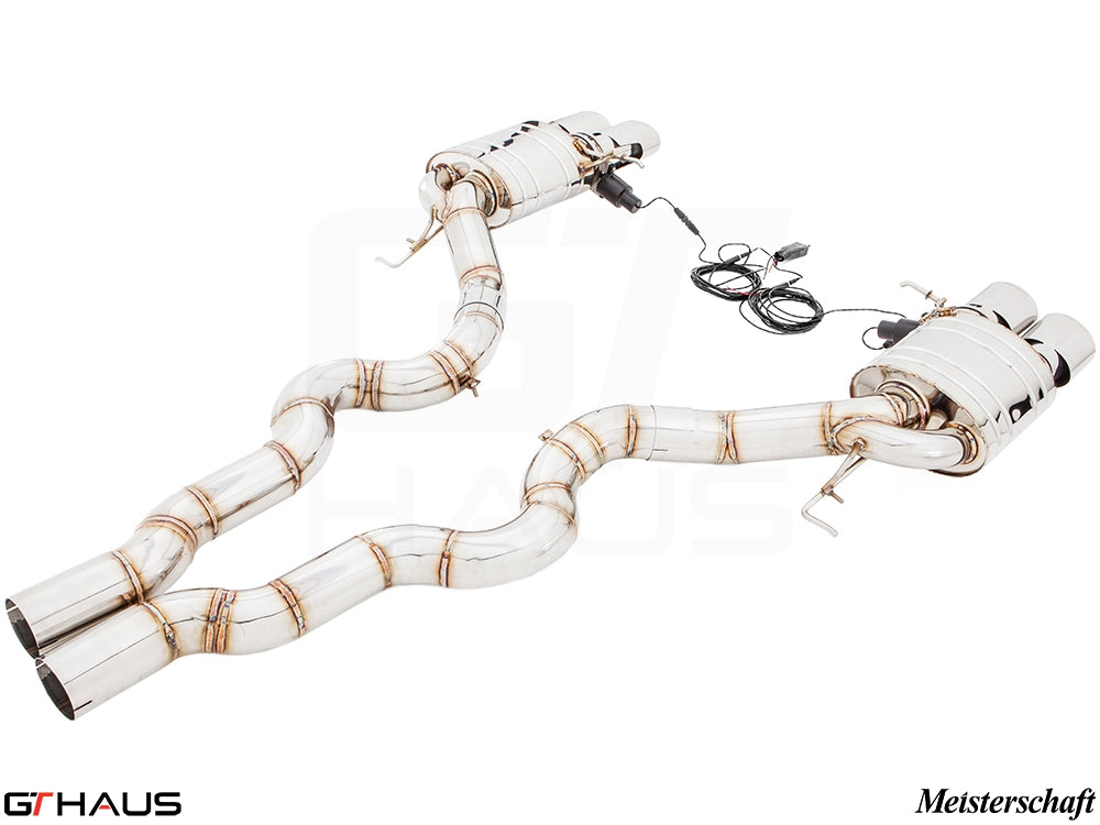 Premium performance exhaust system for BMW F06 M6 Gran Coupe, featuring stainless steel construction and electronic valve control.