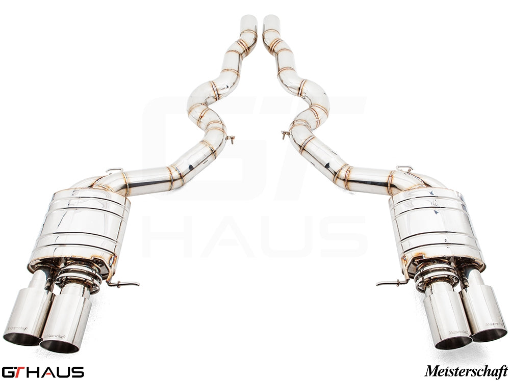 Premium exhaust system for BMW F06 M6 Gran Coupe, featuring dual tips and stainless steel construction for enhanced performance.