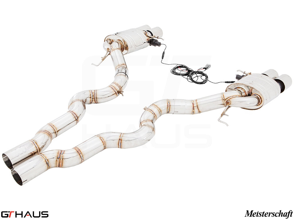 Premium performance exhaust system for BMW F06 M6 Gran Coupe, featuring stainless steel construction and electronic valve control.