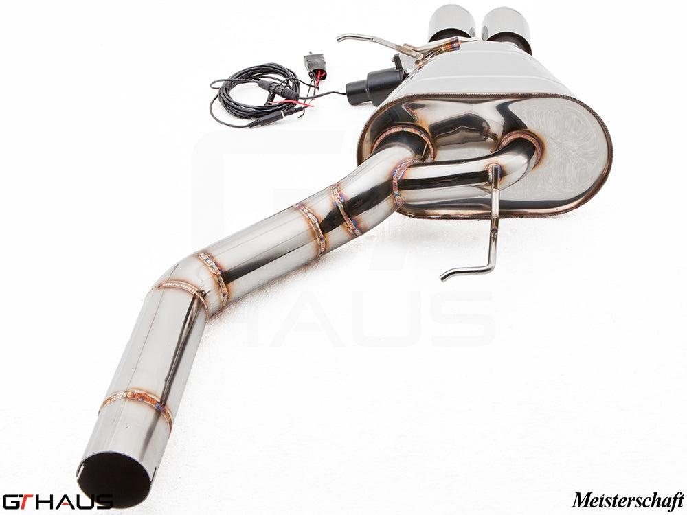 Premium performance exhaust system for BMW F10 5 Series 523i/528i Inline 6, featuring stainless steel construction and electronic valve control.