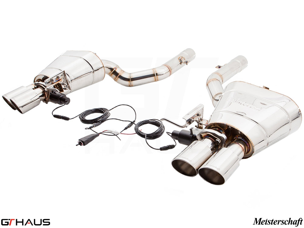 Premium performance exhaust system for BMW F10 5 Series 523i/528i, featuring stainless steel construction and electronic valve control.