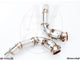 BMW F10 M5 2013-2018 down pipes with 400 CEL sport cats and 90mm piping, featuring polished stainless steel construction.