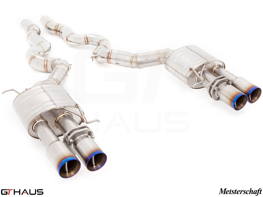 Premium exhaust system for BMW F10 M5 V8 Twin Turbo, featuring stainless steel construction and dual tips for enhanced performance.
