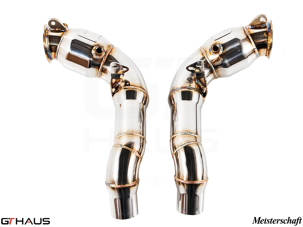 Premium down pipes for BMW F12/13 M6 (2012-2018) featuring 400 CEL sport cats and 90mm piping for enhanced performance.