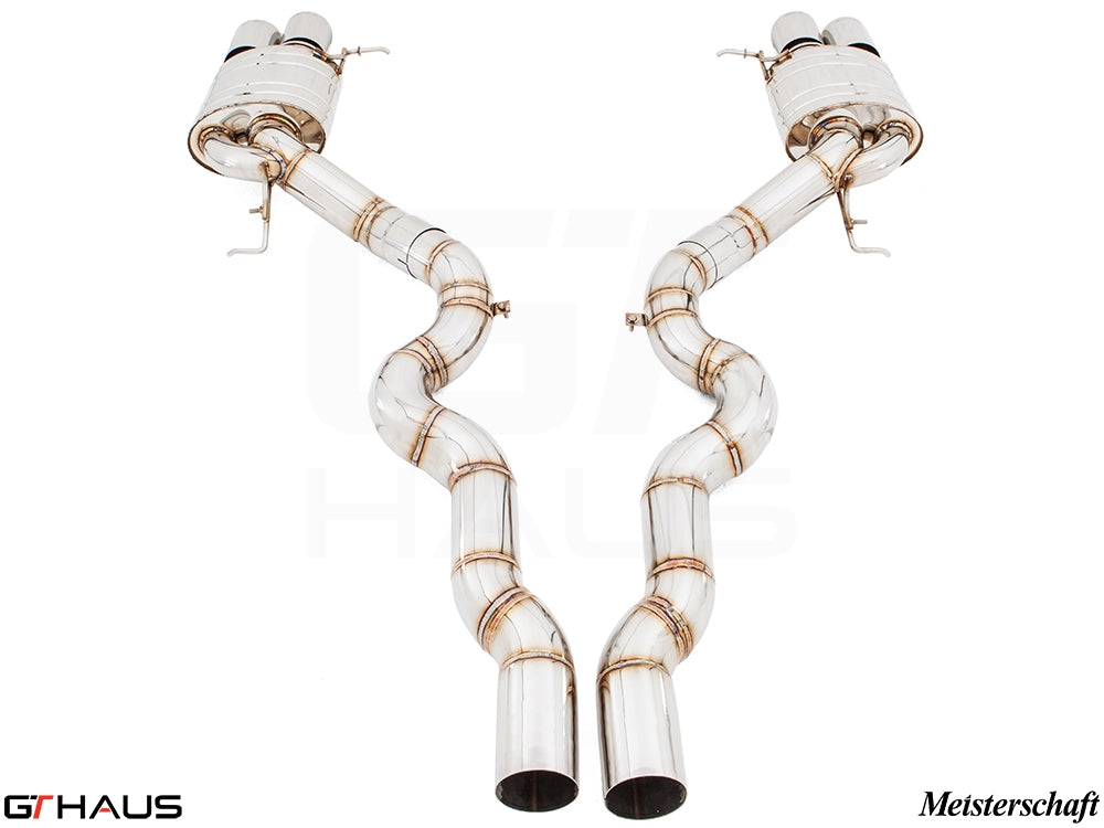 Premium exhaust system for BMW F12/13 M6 V8 Twin Turbo, featuring dual tips and high-quality stainless steel construction.