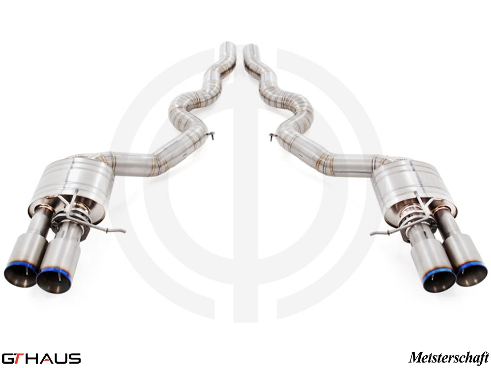 Premium performance exhaust system for BMW F12/13 M6 V8 Twin Turbo, featuring stainless steel construction and dual tips.