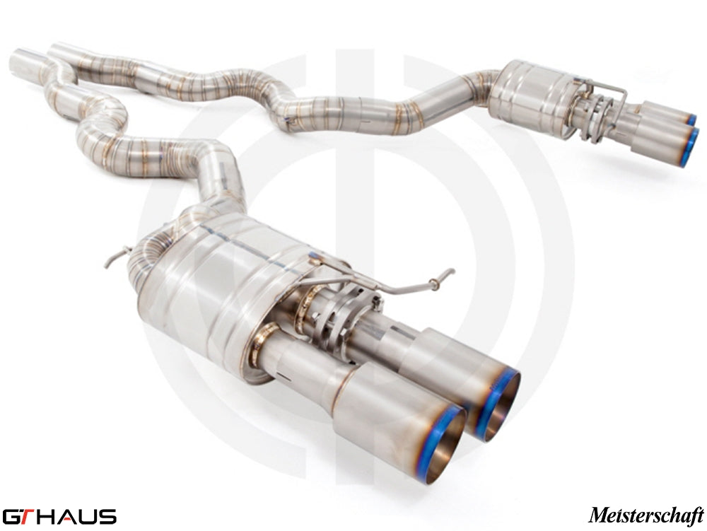 Premium performance exhaust system for BMW F12/13 M6 V8 Twin Turbo, featuring stainless steel construction and dual tips.