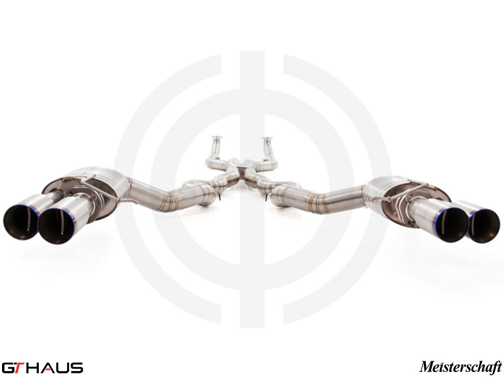 Premium performance exhaust system for BMW F12/13 M6 V8 Twin Turbo, featuring dual tips and stainless steel construction.