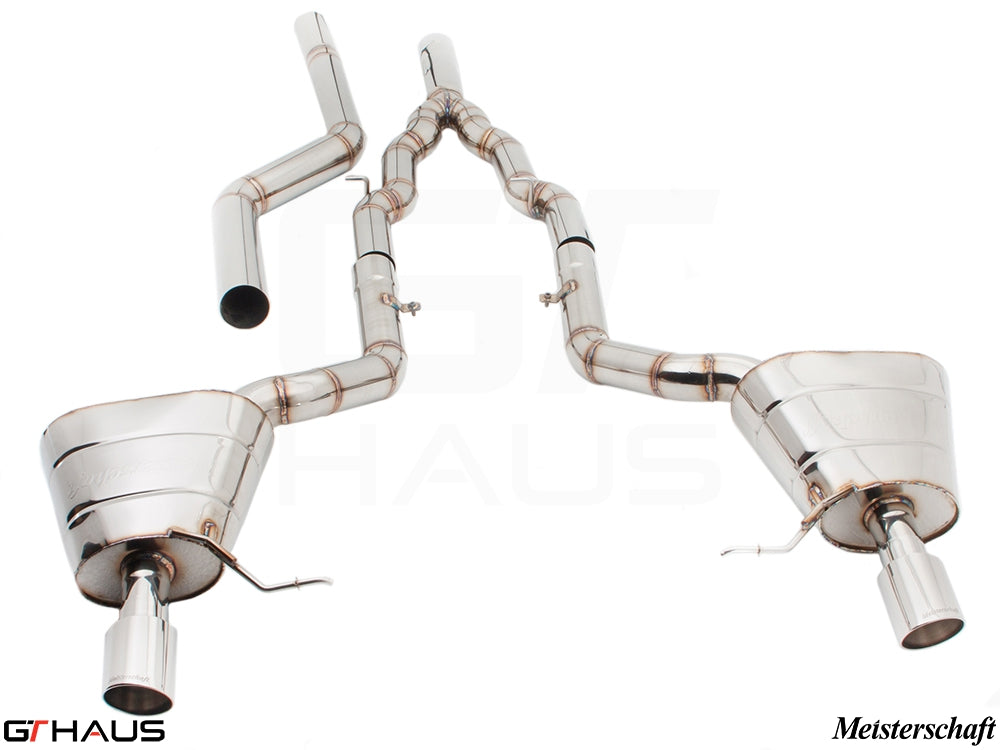 Premium Meisterschaft exhaust system for BMW F12/F13 640i (2012-2018) featuring polished stainless steel construction.