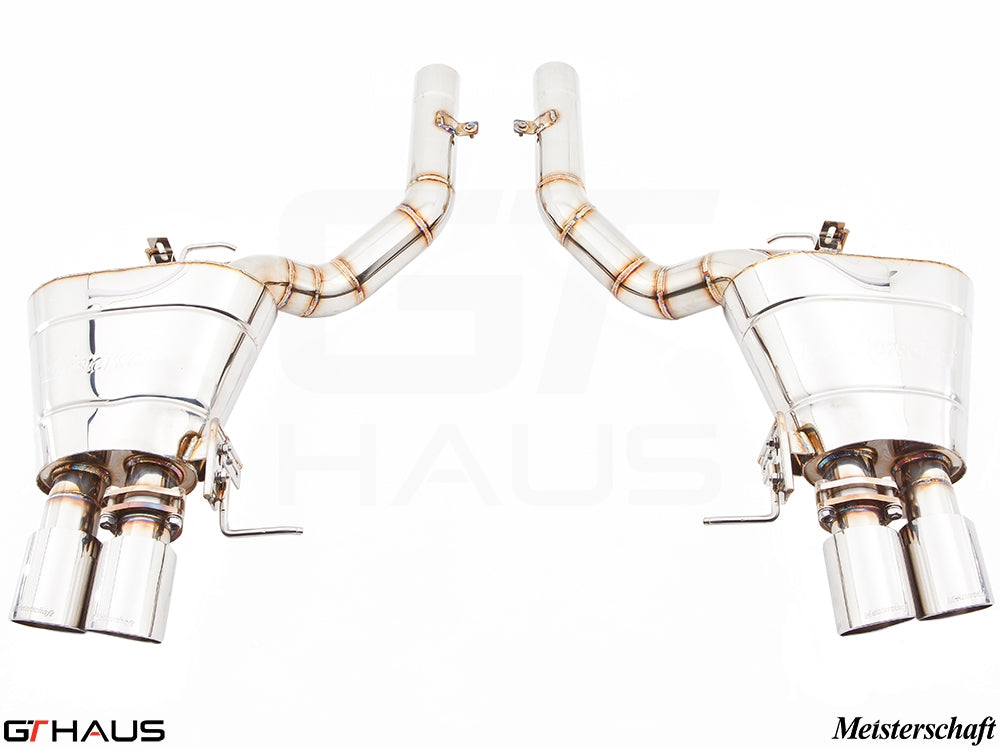 Premium exhaust system for BMW F12/F13 640i Coupe/Convertible, featuring stainless steel construction and dual tips.