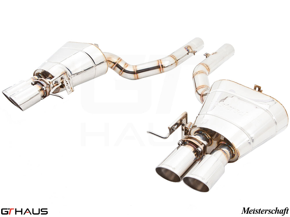 Premium exhaust system for BMW F12/F13 650i (2012-2018), featuring polished stainless steel and dual tips.