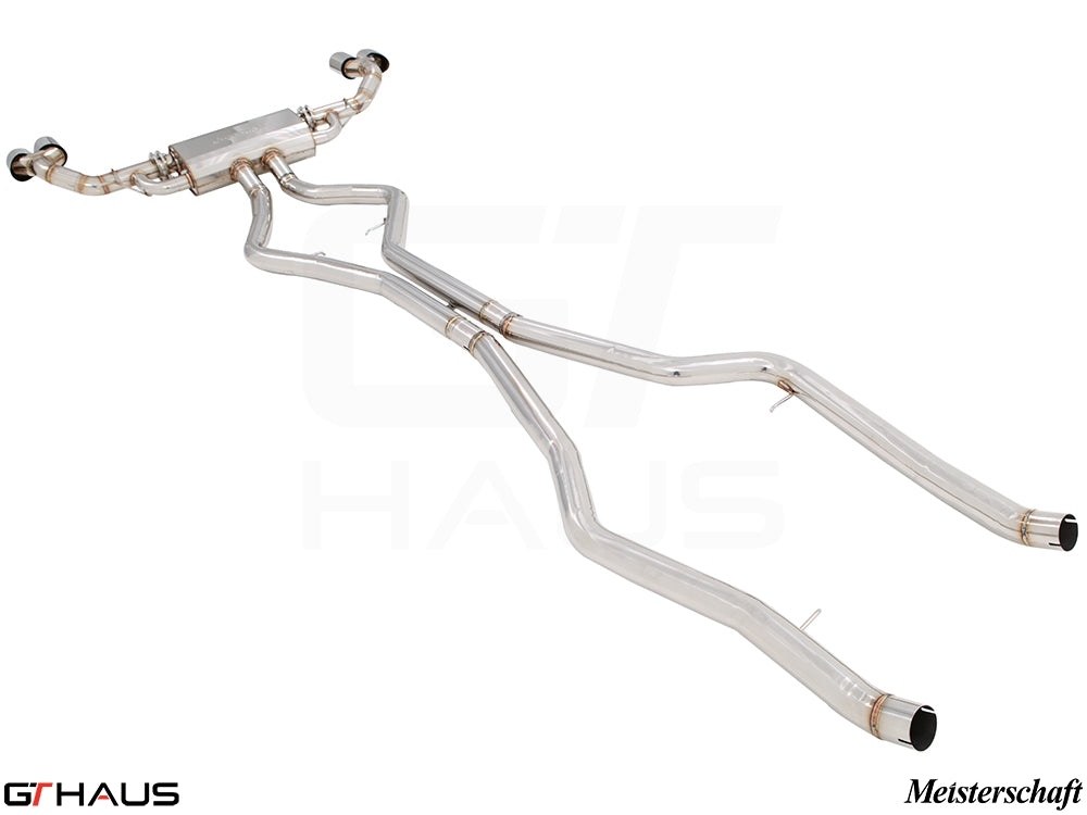 Premium performance exhaust system for BMW F15 X5 SAV 5.0i, enhancing sound and efficiency with a sleek stainless steel design.