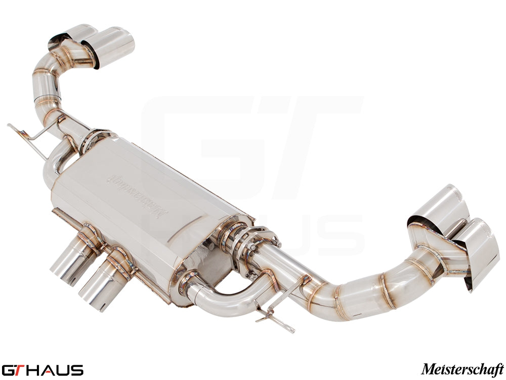 Premium Meisterschaft exhaust system for BMW F15 X5 SAV 5.0i, featuring stainless steel construction and advanced design.