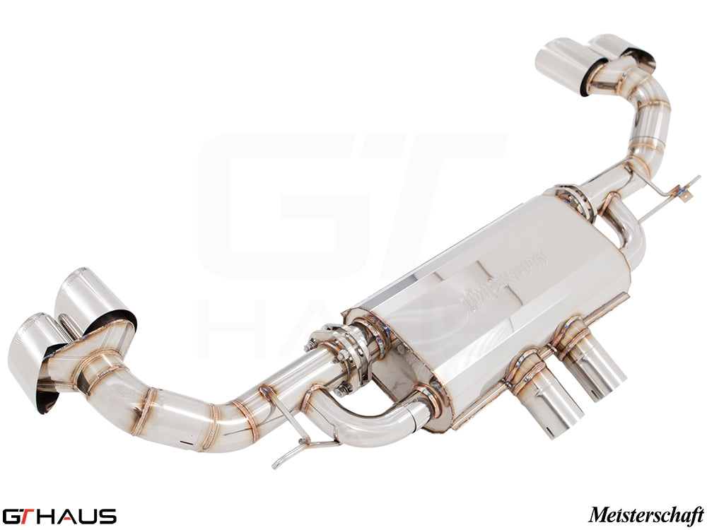 Premium performance exhaust system for BMW F16 X6 SAV 5.0i, featuring stainless steel construction and dual tips.