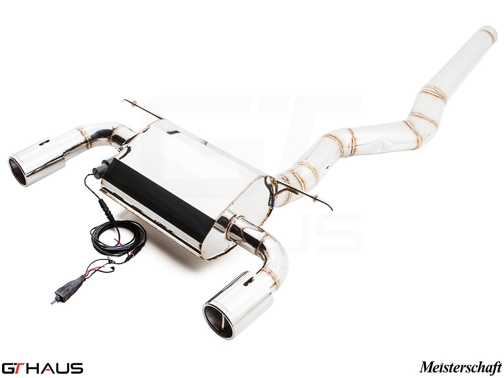 Premium Meisterschaft exhaust system for BMW F22 235/240i, featuring stainless steel construction and electronic valve control.