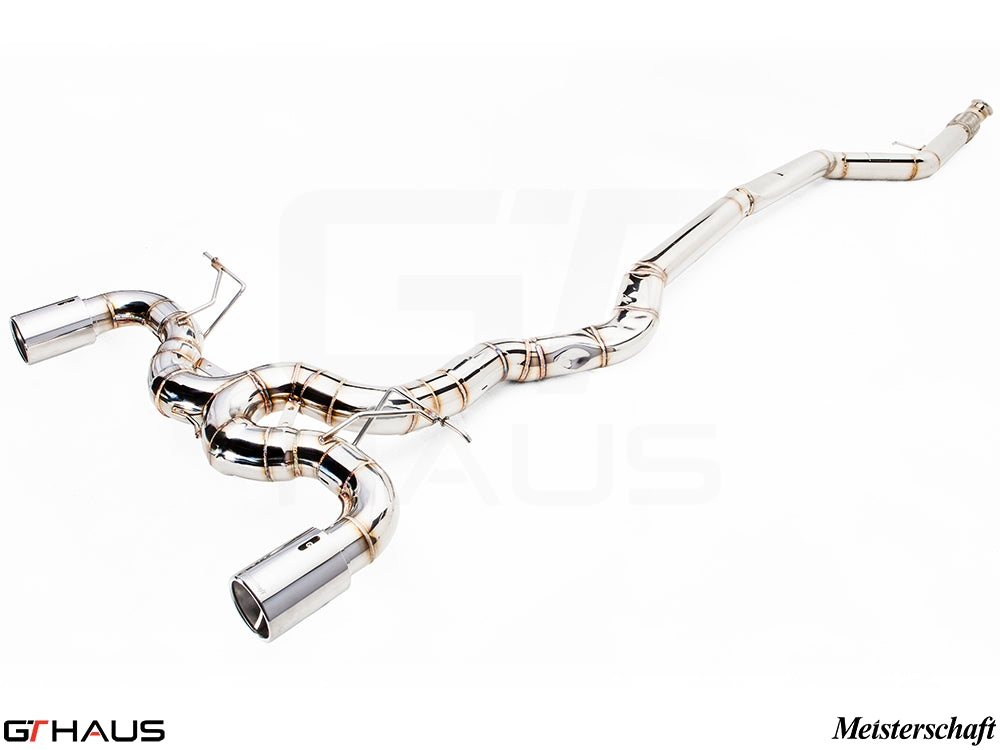 Premium stainless steel exhaust system for BMW F22 235/240i I-6 Turbo, enhancing performance and sound.