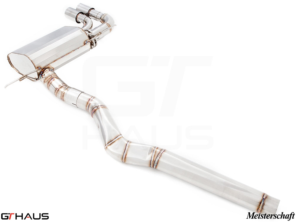 Premium stainless steel exhaust system for BMW F30/F31/F34/F36 320i, 328i, 330i models, enhancing performance and sound.