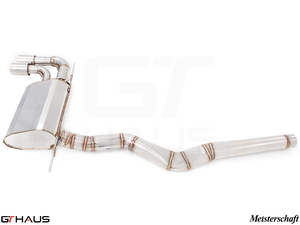 Premium performance exhaust system for BMW F30/F31/F34/F36 3 Series 320i, 328i, 330i/xi, featuring stainless steel construction.